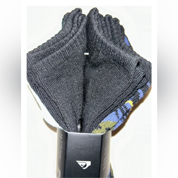Quicksilver Low Cut Socks 5 Pair Men's 6-12 Black & Multicolor w Mixed Logo Surf - Picture 7 of 12
